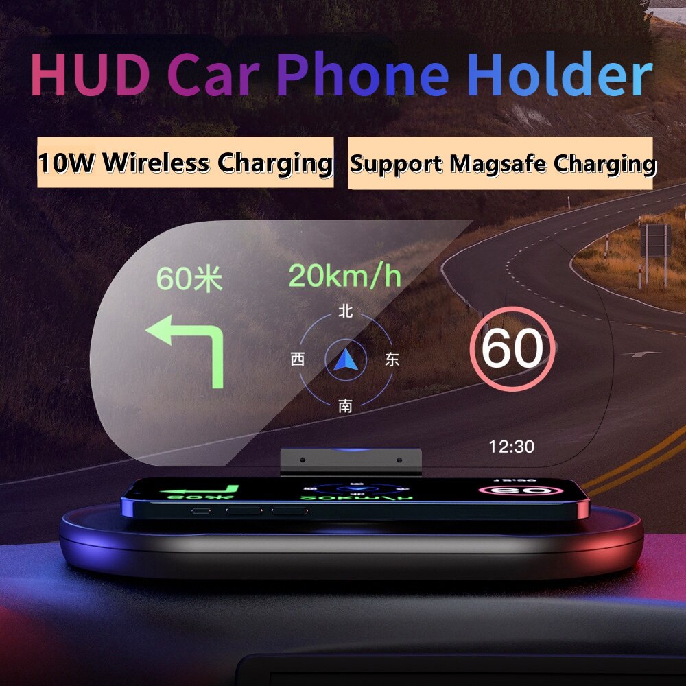 HUD Car Navigation Bracket Car Wireless Charger Head-Up Display Car HUD Mobile Phone Navigation Projector Car Accessories