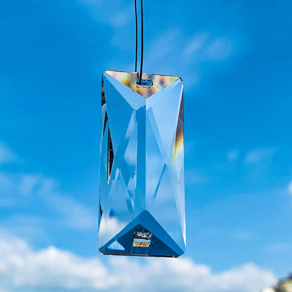 5PCS 50mm Rectangle Transparent Crystals Pendants Chandelier Glass Crystals Lamp Prisms Hanging Ornament Parts Drops 2 Holes