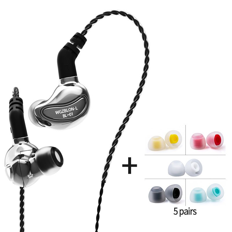 AK BLON BL-01 BL01 10mm Biological Fiber Diaphragm In Ear Earphone bl01 bl03 Sport Earphone BL03 BL05 BL05S blon max bl-max iems: Silver no mic tips
