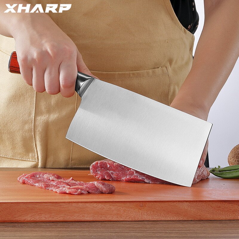 Chef Kitchen Knife Razor 4Cr13 Stainless Steel Chinese Slicing Knife Color Wood Handle Chef Knives Cooking Meat Cleaver Slicer