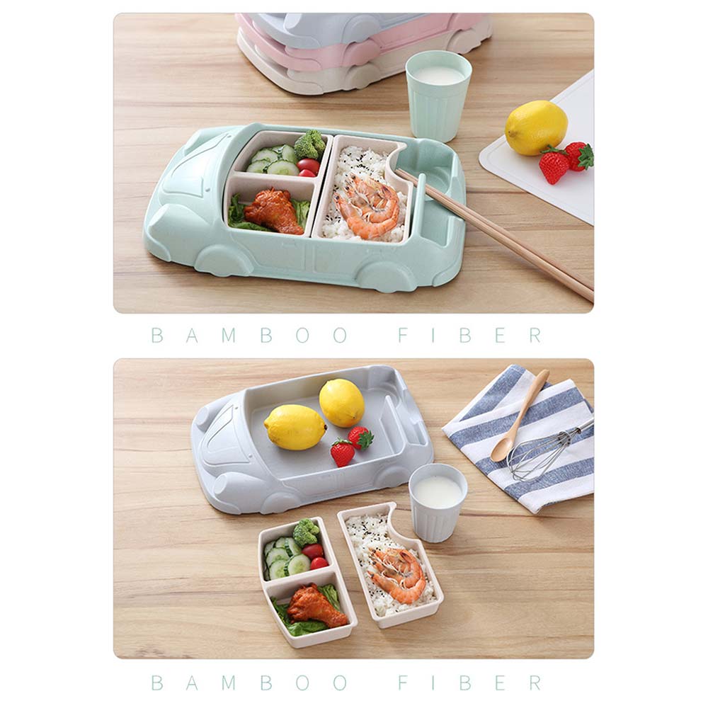 Barn porslin bil form skål kopp tallrikar barnmat behållare spädbarn bambu fiber träning rätter baby utfodring uppsättningar