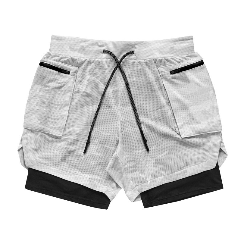Telefoon-Pocket Running Shorts Mannen 2 In 1 Gym Shorts Mannen Camouflage Sport Fitness Shorts Workout Training Tennis korte Broek