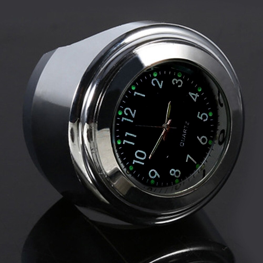 7/8 "Waterdichte Motorcycle Fietsstuur Mount Quartz Klok Horloge Aluminium Lichtgevende Klok Moto Accessoires Voor Harley Yamaha: Black
