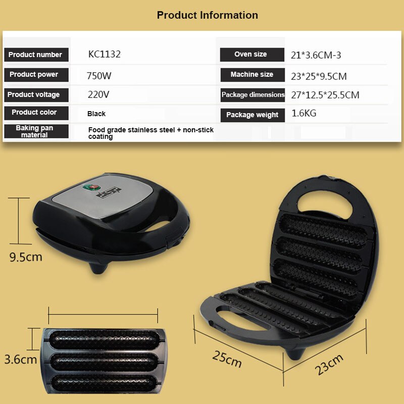220V Elektrische Worst Machine Krokante Dog Bar Maker Bakken Grill Thuis Muffin Koekenpan Barbecue Grill Ontbijt Machine