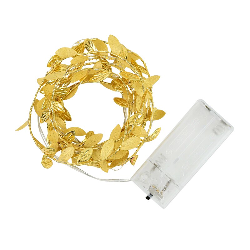 Guirnalda de hojas blancas cálidas para decoración del hogar, luces de hadas alimentadas por batería, con hojas de vid y hiedra, para bodas y jardín, 20 led