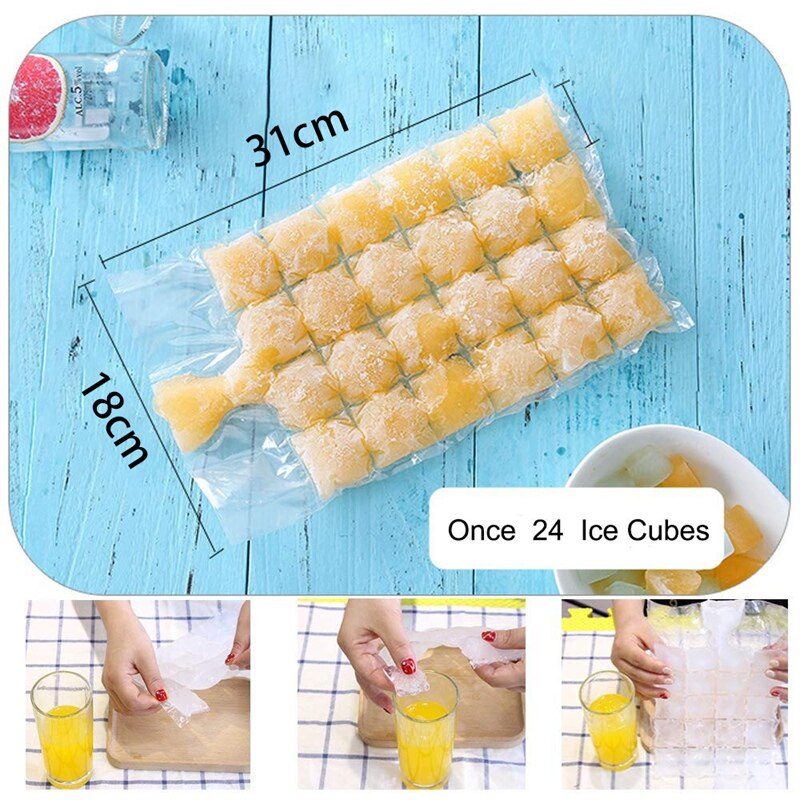 100Pcs 2400 Ice Cubes Disposable Ice-Making Bags Ice Cube Tray Mold Ice Mould Summer DIY Drinking Tool Cooler Bags
