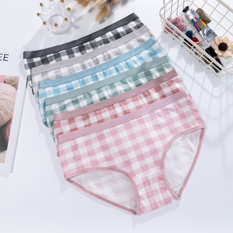 2021 New Fashion 4 pz/lotto mutandine da ragazza Plaid intimo slip in cotone ragazza Lingerie morbido e confortevole Panty