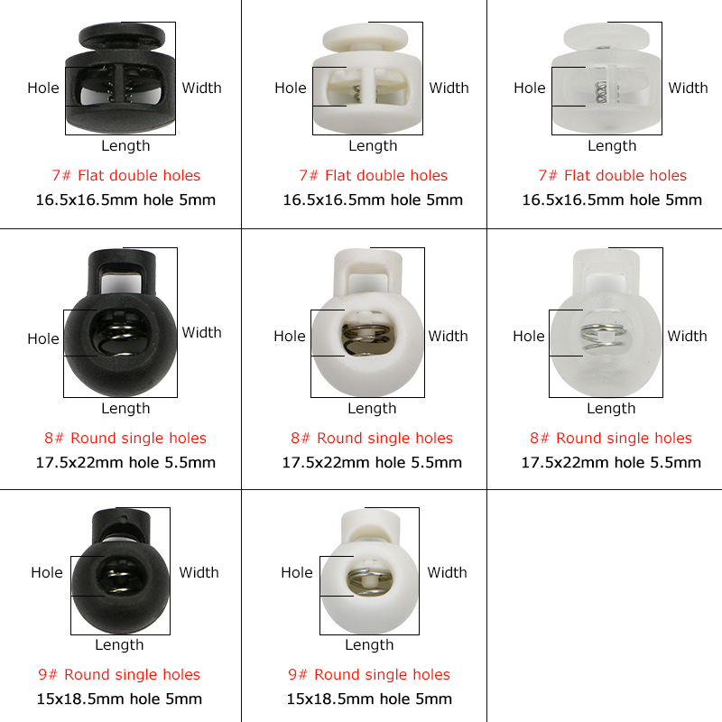 20-50 Pcs Single/Double hole Plastic Stopper Cord Lock Tighten Spring Cord End Buckles DIY Clothes Setting Button Accessories