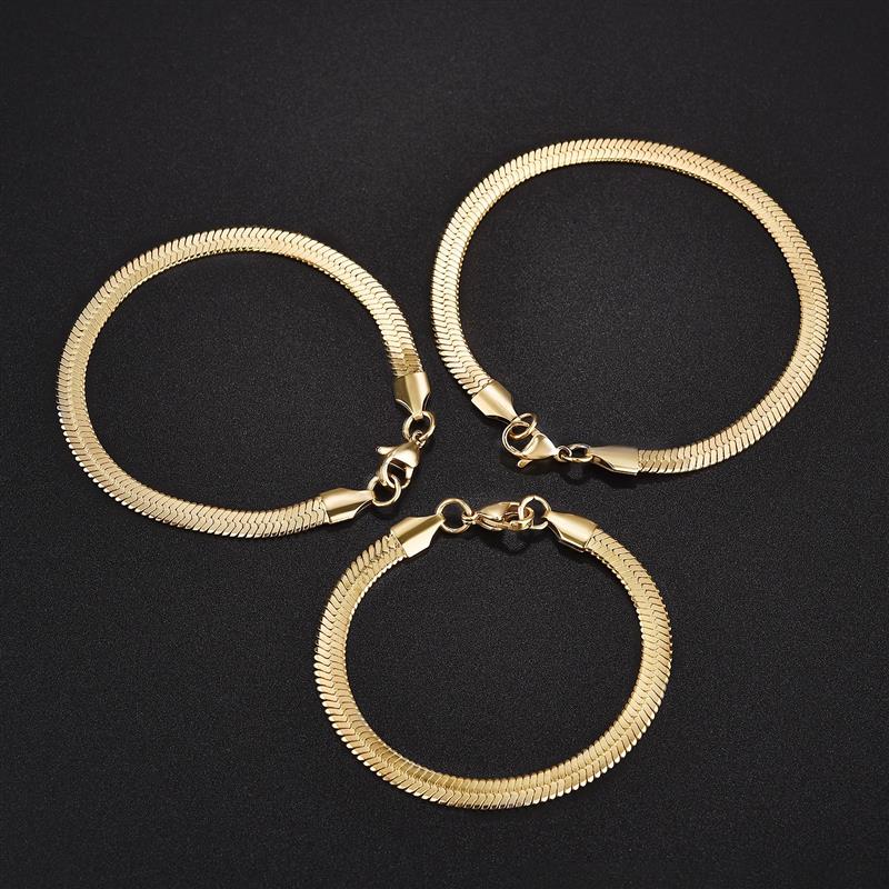 3/4/5 MM Rvs Snake Chain Armband Voor Vrouwen Mannen Klassieke Goud Kleur Charm Armbanden Sieraden