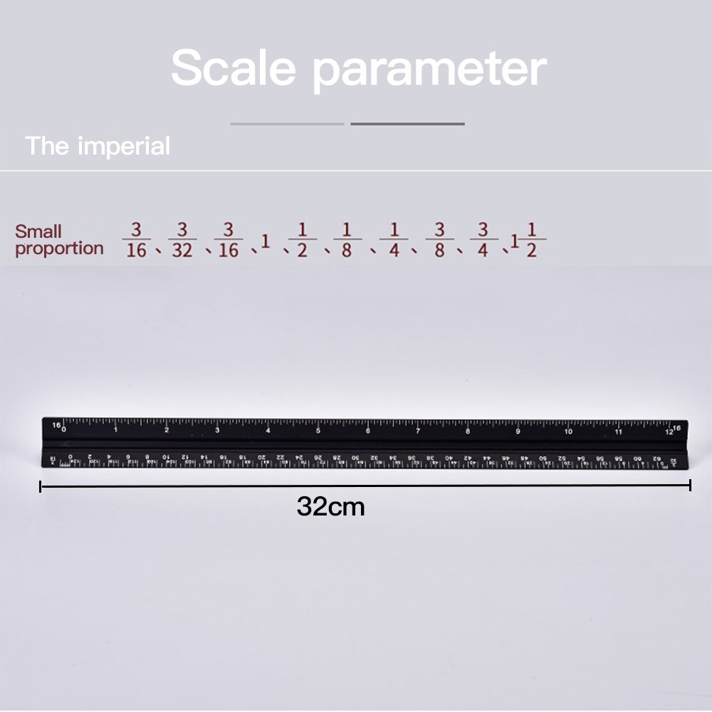 12 Inches Aluminium Metal Triangle Scale Architect Engineer Technical Ruler Measuring Gauge Square Size Measure Tool