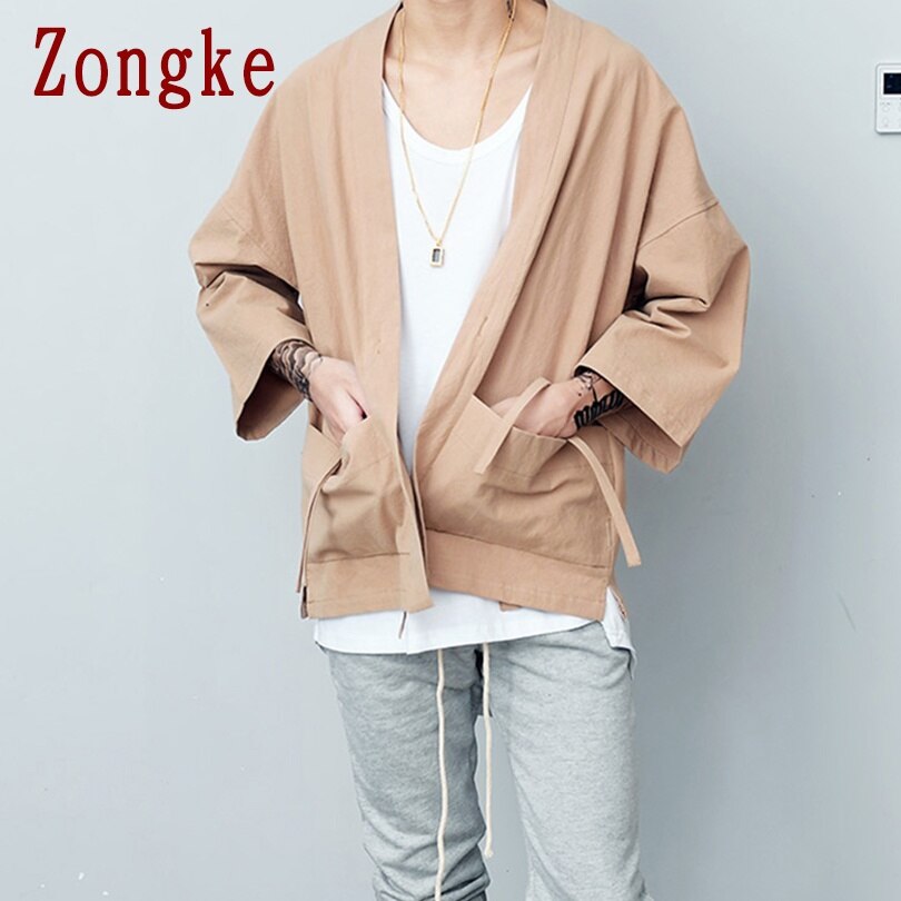 Chemise kimono à manches courtes pour homme, coupe slim, en coton, décontractée, de marque, taille m -2xl