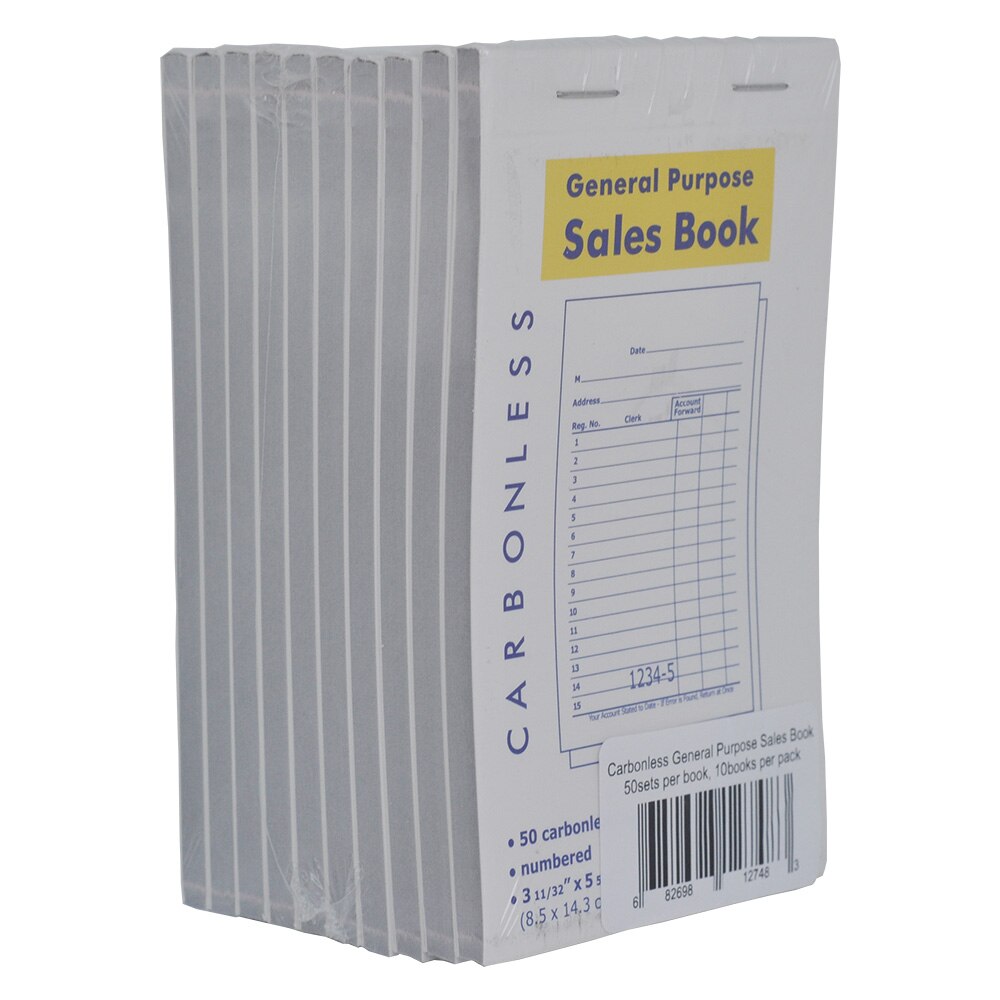 Carnet de commandes à usage général en 2 parties 3-11/32x5-5/8 pouces reçu facture chèque invité 50 ensembles par livre, 10 livres par paquet