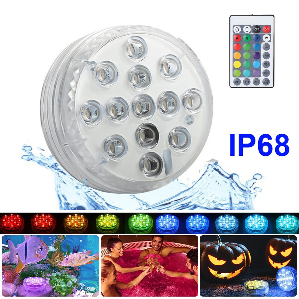 IP68 Remote Control Timer Submersible LED Lights Underwater Outdoor Lighting Tub Light Aquarium Light Pool Base Garden Decor