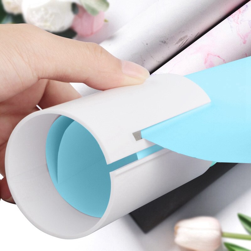 1Pcs Christmas Wrapping Paper Cutter Tool Tube, Kraft Craft Paper Roll Sliding Line Cut Trimmer for Xmas