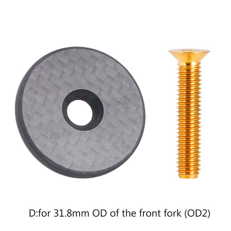 Bicycle Headset Top Stem Cap Carbon Fiber 28.6/31.8 OD2 Steerer Front Fork Cap D5BA