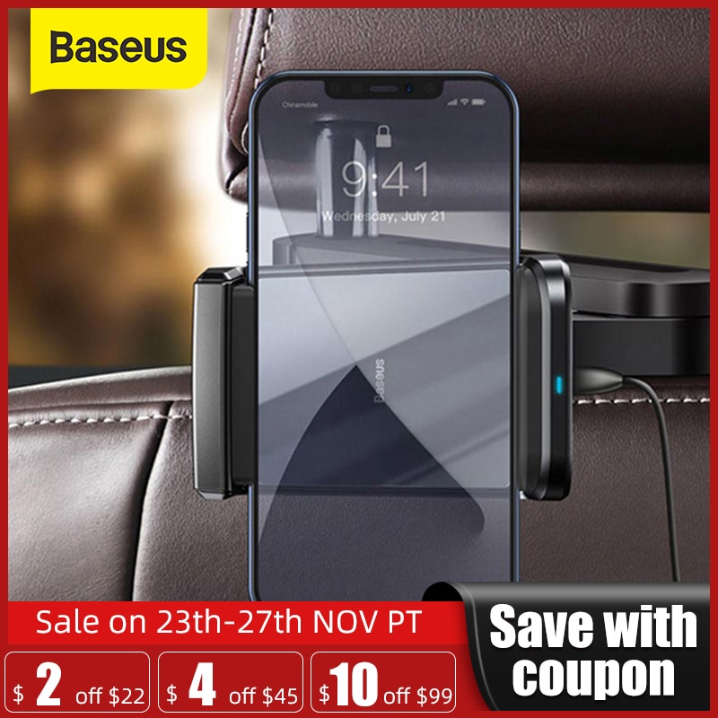 Baseus 15W Draadloze Oplader Telefoon Houder Voor Auto Achterbank Mount Houder Snelle Draadloze Opladen Autolader Voor Smartphone