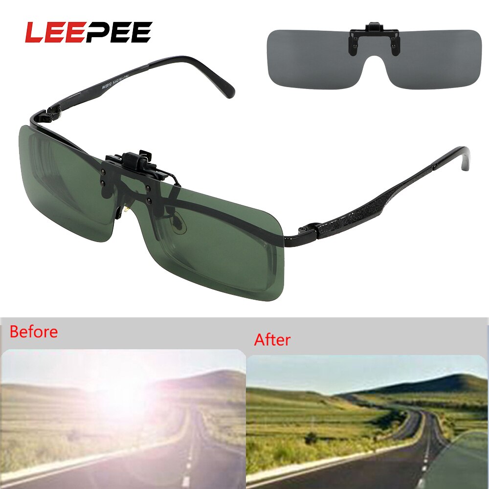 Leepee Auto Driver Bril Clip Op Zonnebril Anti-Glare Rijden Nachtzicht Lens Gepolariseerde Zonnebril Voor Mannen Vrouwen
