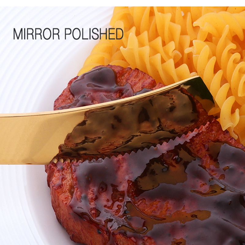 6 stk/sæt bøfkniv sæt rustfrit stål sort guld bordknive spisestel hjemme bøf kniv