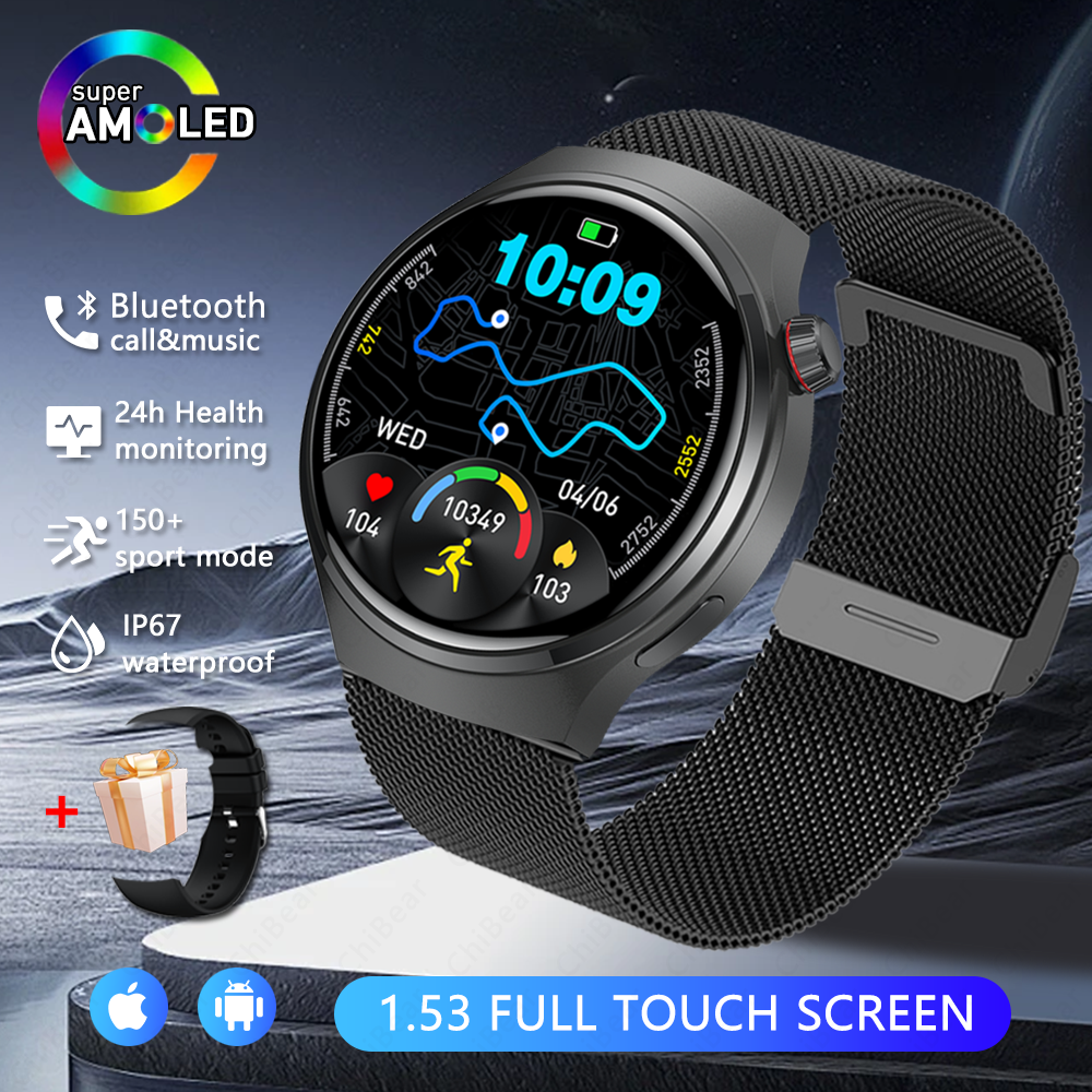 GPS ao ar livre chamada bluetooth smartwatch masculino 360*360 tela hd rastreador de fitness 150 + modo esporte homem smartwatch para huawei gt série: Vermelho