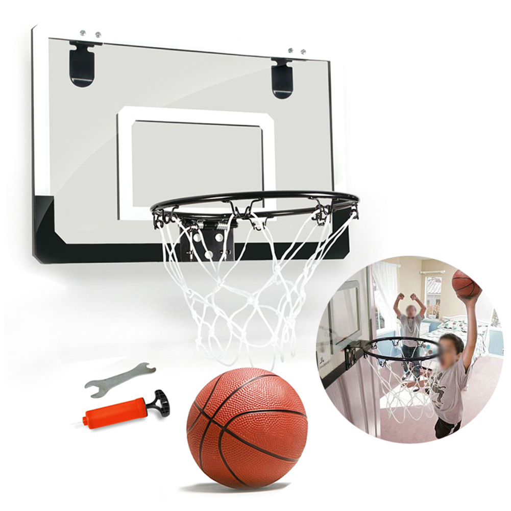 Mini Basketball Hoop Set Shatterproof Backboard Punch Free Rebounds With Ball Wall Hanging Children Steel Rim Toy Sports Office: Default Title