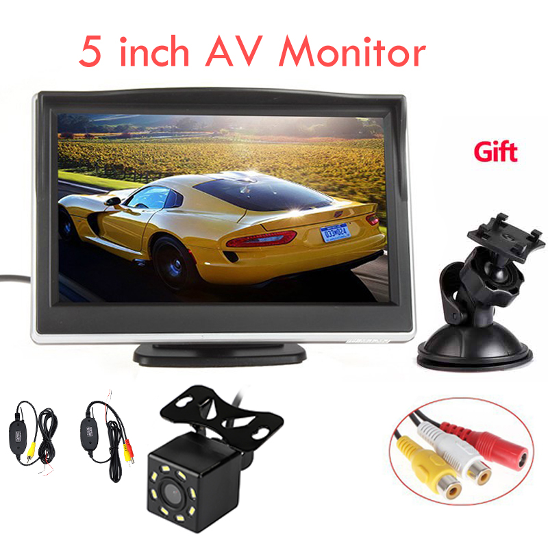 5 inch TFT LCD Screen Car Monitor HD800*480 Reversing Parking Monitor with 2 Video Input For Reverse Rearview Camera: Silver 5 inch 12 2.4
