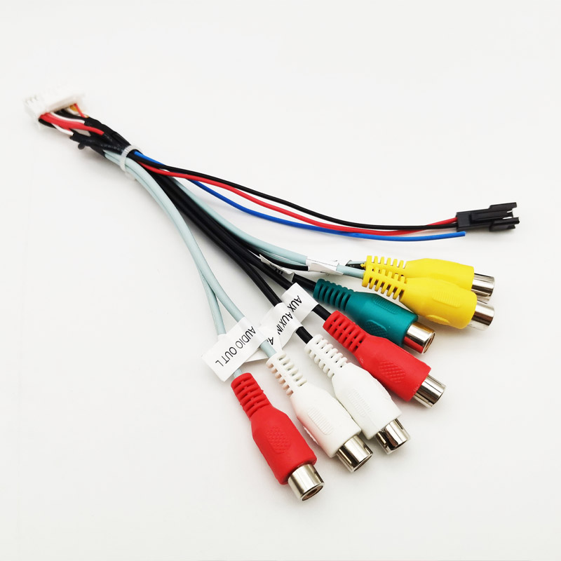 Câble audio RCA 20 broches, avec sortie caisson de basses, vidéo CVBS, entrée Aux, contrôle d'ampli, connecteur de ventilateur, prise micro, pour Android de voiture 16 broches: Black