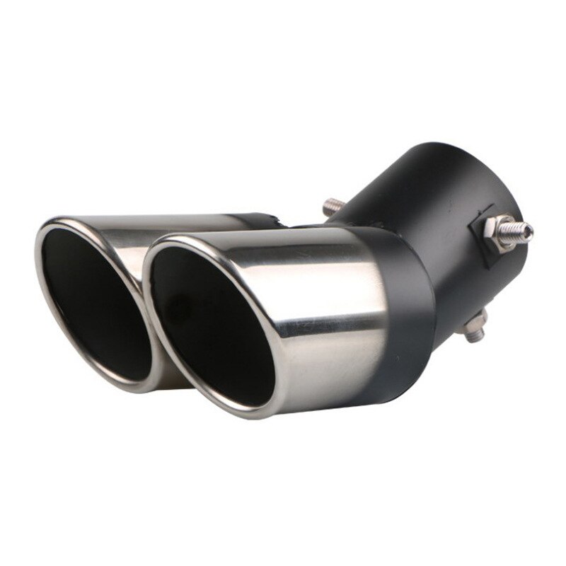 Car Universal 6m Stainless Steel Dual Outlet Exhaust Pipe Muffler Tail Throat Muffler Tip Pipe Grilled Black