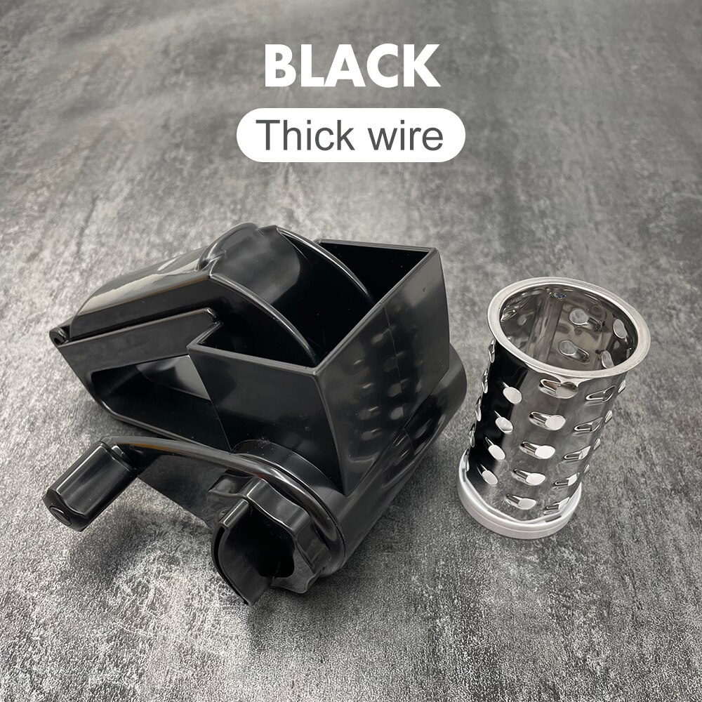 Stainless Steel Rotary Cheese Grater Gadgets for Kitchen Cheese Slicer Machine Wire Oiler for Butter Box Dish Chocolate Shredder: BLACK-2