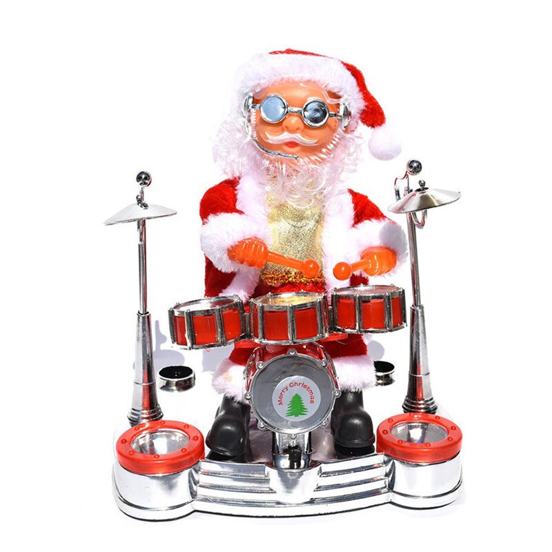 Music Christmas Santa Claus Blowing Saxophone Drums Playing Electronic Piano Doll Home Xmas Decor Christmas Toy Decoration: As Shown A