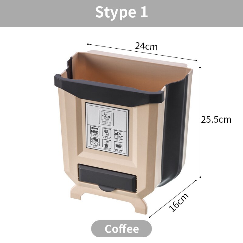 Kitchen Trash Can Foldable Portable Car Trash Can For Bathroom Kitchen Cabinet Door Wall-mounted Kitchen Storage: 1