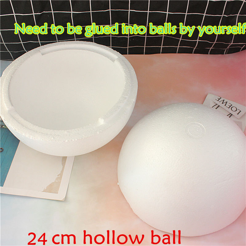 0.8-20cm kinds different size Polystyrene Styrofoam Foam Ball White Craft Balls For DIY Christmas Party Decoration Supplies: 24cm hollow-1pcs