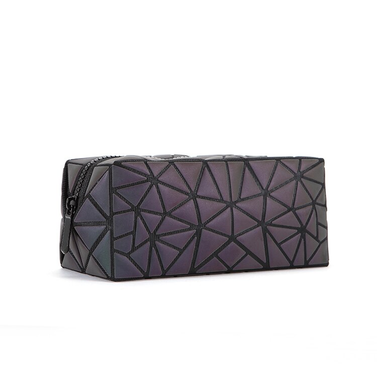 reflective geometric cosmetic bag for women