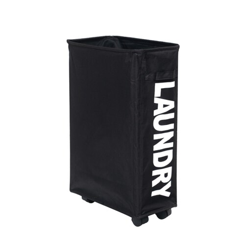 Heavy Duty Collapsible Laundry Basket Bag Oxford Slim Laundry Roller Organizer Bag Home Simple Foldable Laundry Hamper WY515: black