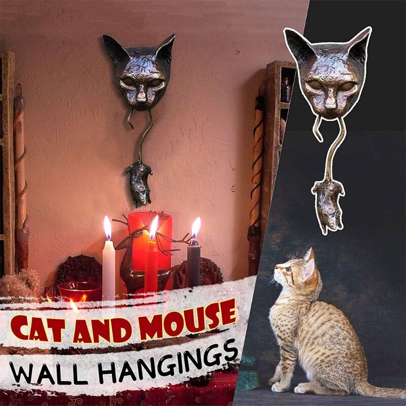 M89B Hars Cat Catch Muis Deurklopper Kat Deurklopper Met Swingende Muis Voordeur Decor Handgemaakte Deurknoppen Voor Kat liefde