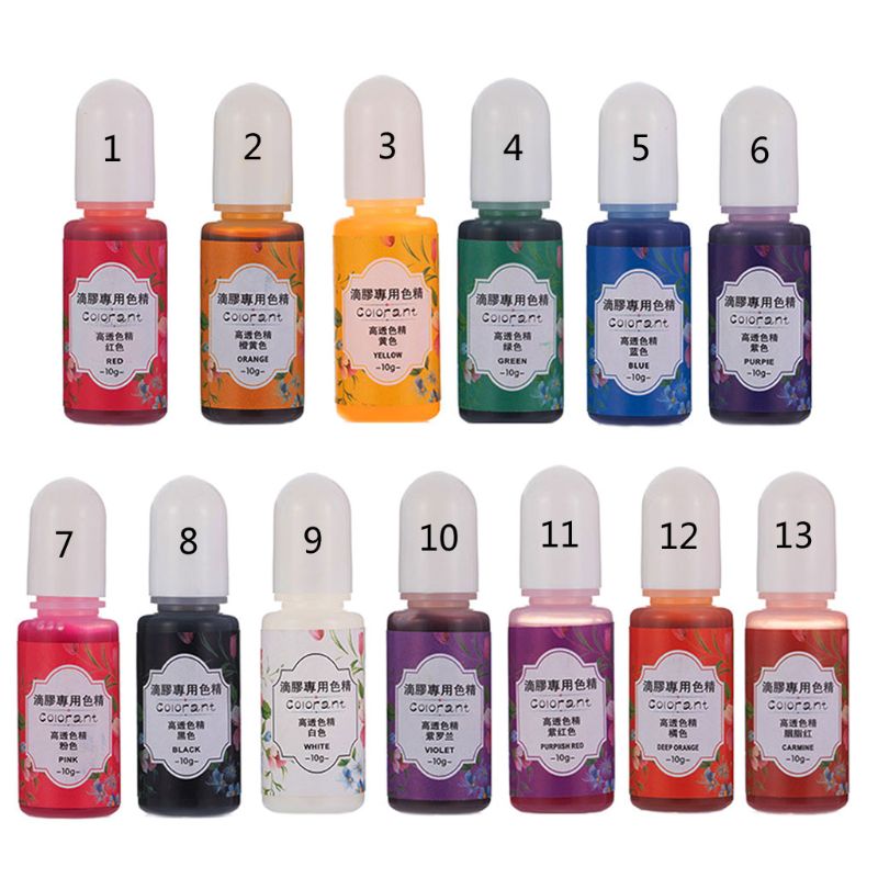 13 farben Epoxy UV Harz Färben Farbstoff Flüssigkeit Epoxy Pigment Harz Farbstoff Verblassen Resistance10ml Transluzenten B85D