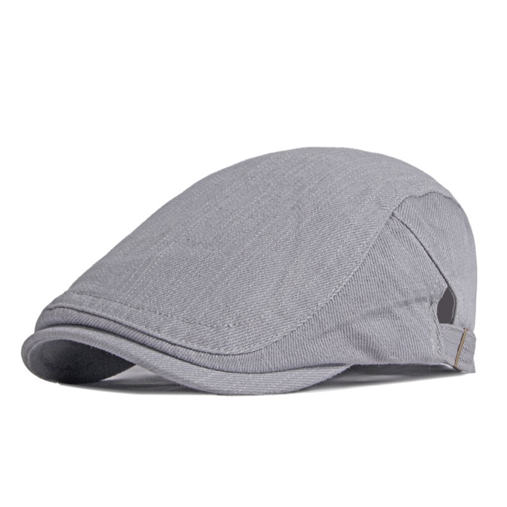 SHOWERSMILE Baumwolle Herren Baskenmütze Hütte Britischen Stil Zeitungsjunge Solide Beige Schwarz Marine khaki Frühling Sommer Flache Kappe Einstellbar 55-60cm: grau