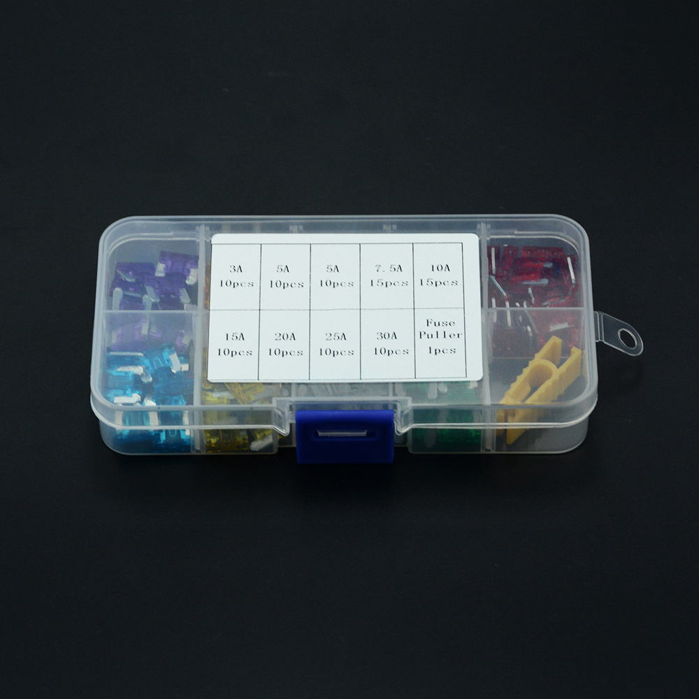 100 Stks/partij Auto Vrachtwagen Micro Blade Zekeringen 3A 5A 7.5A 10A 15A 20A 25A 30A Amp Plastic Box Assortiment Met clip