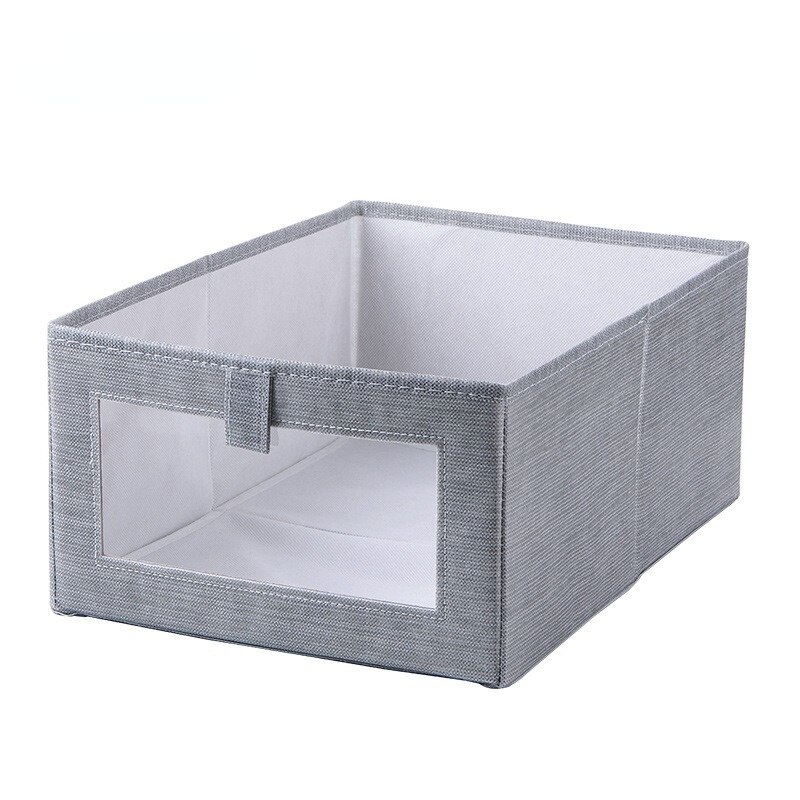Caja de almacenamiento plegable de tela de lino y algodón para el hogar, organizador de juguetes, cesta de lavandería: C2