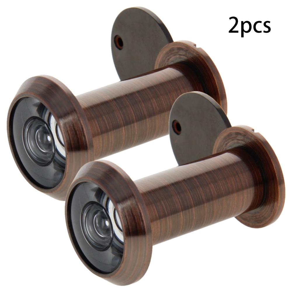 1/2/3Pcs Door Viewer Wide Viewing 200 Degree for Home Office Hotel Suitable for 35-60mm Thick Doors Security Door Eye Viewer: Red Bronze x2pcs