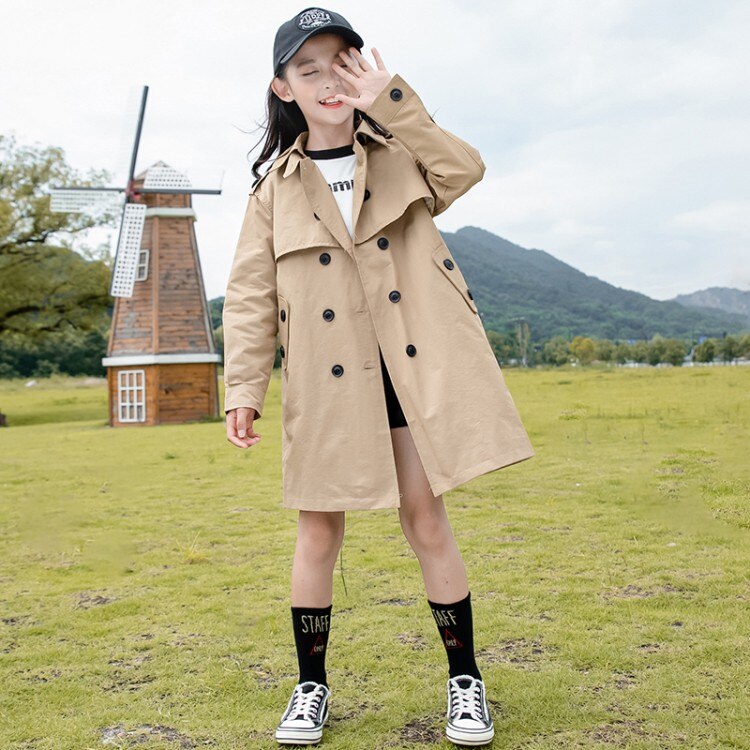 girls trench autumn kids trench england style long jackets for girls children birthday clothes girls casual outerwear jackets