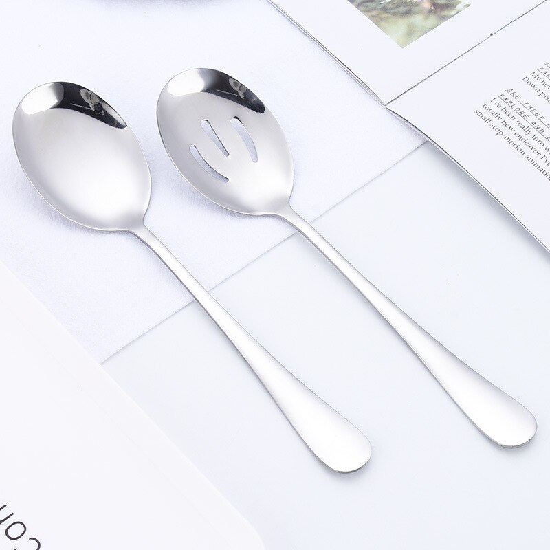 Luxury large kitchen skimmer cooking tool utensils metal big sauce curry salad buffet slotted serving spoon