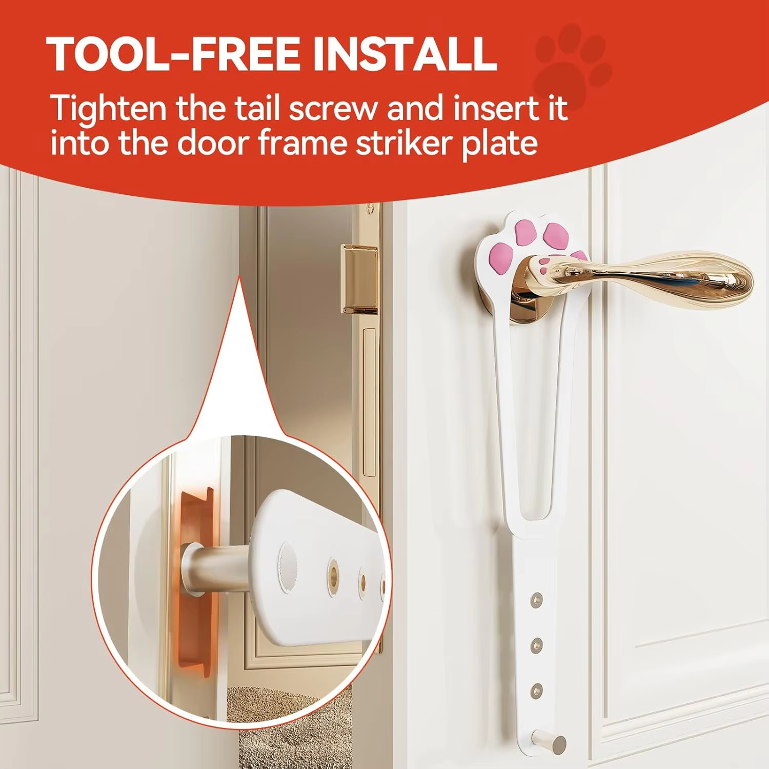 Kattdörrhållare spärr justerbar hunddörrstopp elastiskt grindlås flex spärrrem håller hunden borta från att komma in husdjursgrind leverans