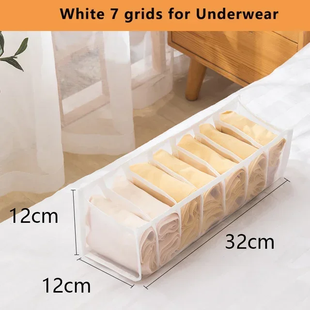 Closet Organizer Jeans Opbergdozen Ladeverdeler Dozen slipje organizer Opvouwbare ondergoed organisatoren Opslag voor kleding: Beige