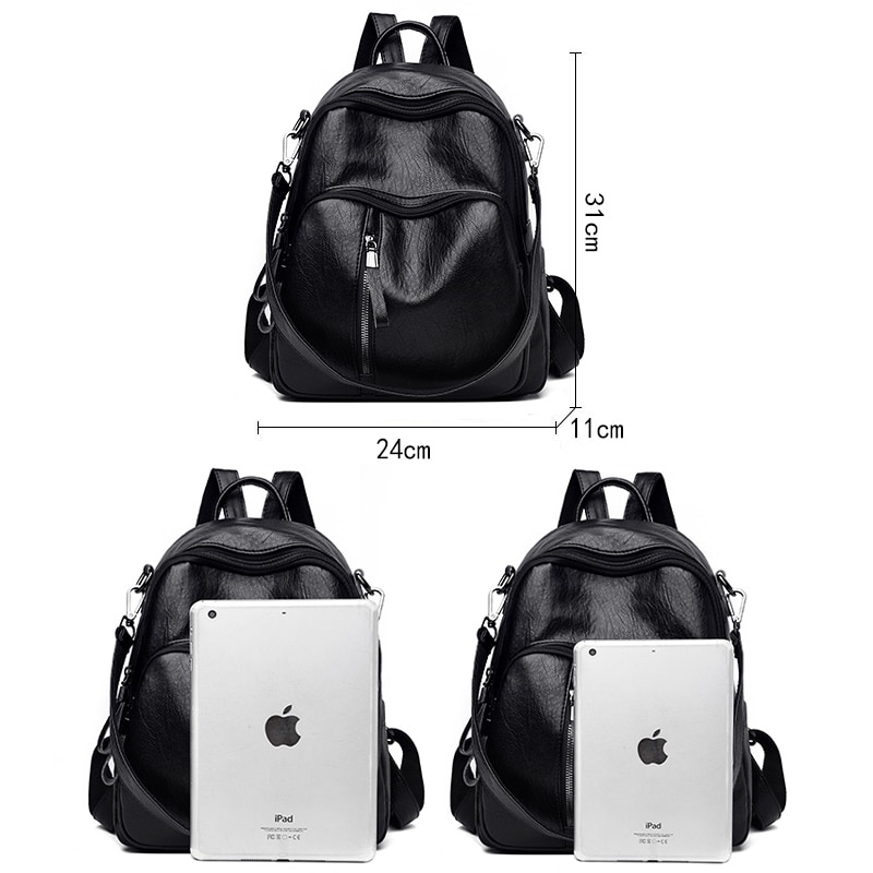 Backpack For Women Leather Bagpack Big Capacity Ladies Leisure Pack Black Ladies School Bag Pack