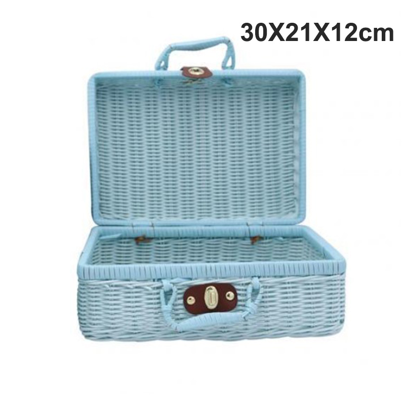Étui de rangement tissé en rotin fait à la main, Vintage, Portable, étui de rangement tissé à la main, maquillage pique-nique voyage porte-bagages valise, boîte d'organisation d'articles divers