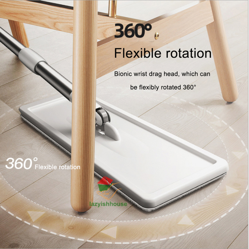 Herramientas de limpieza mágicas, fregona plana giratoria 360 con cubo para apretar, limpiador de suelo de cocina para el hogar, fregador de suelo, azulejo, fregona fácil de drenar
