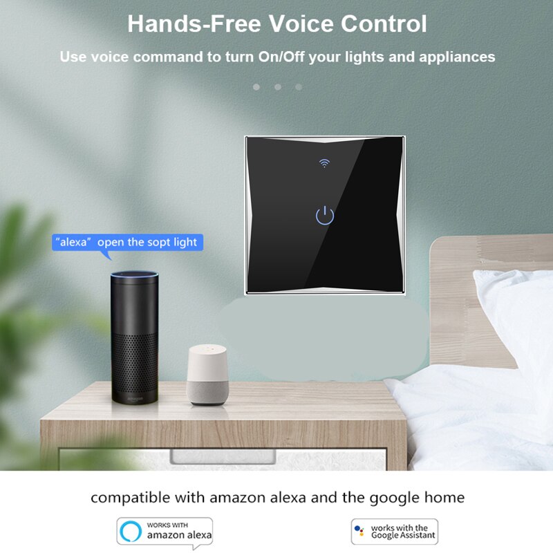 Milfra Wifi commutateur intelligent fil neutre requis verre tactile contrôle de téléphone vocal ue interrupteur mural pour Google Alexa Tuya vie intelligente