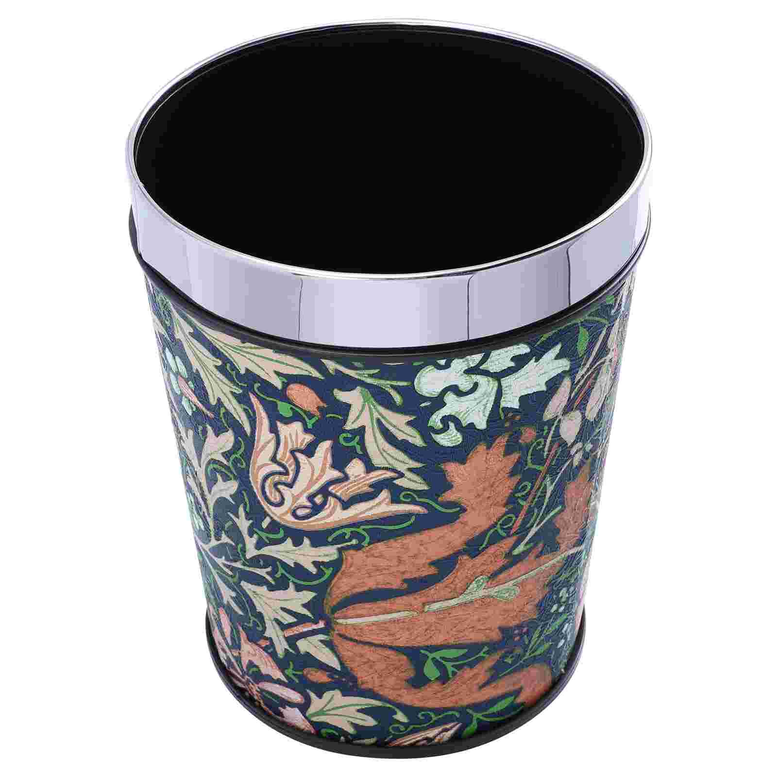 Leather Wastebasket European Style Retro Trash Can Waste Paper Basket Waste Can