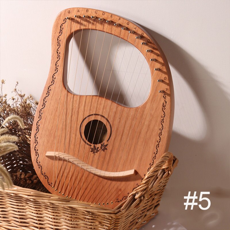 16-Tone Log Lyre Portable Musical Instrument 16-Strings Solid Wood Veneer Lyre Stringed Instrument YA88: 5