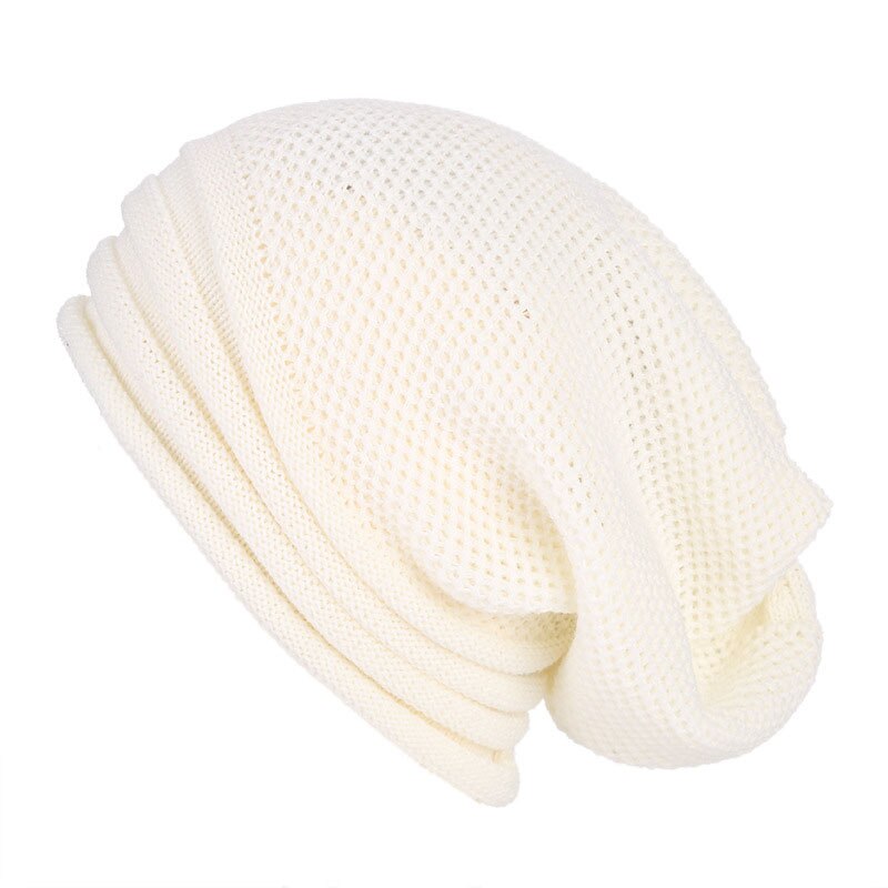 Vinter baggy slouchy beanie hat uld strikket varm afslappet slouchy cap til mænd kvinder xin: Hvid